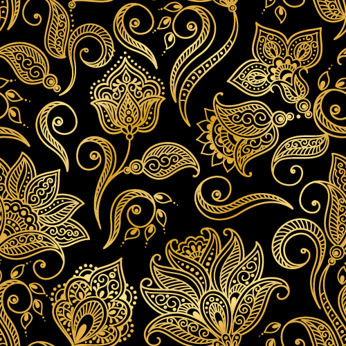seamless pattern ornaments golden 