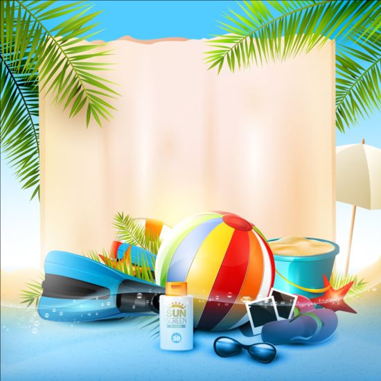 tropical summer paradise paper holiday background 
