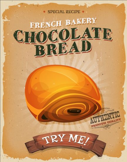 vintage poster grunge chocolate bread 