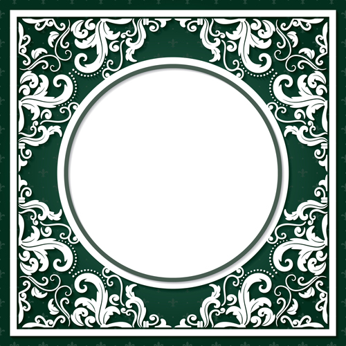 white green frame floral background 