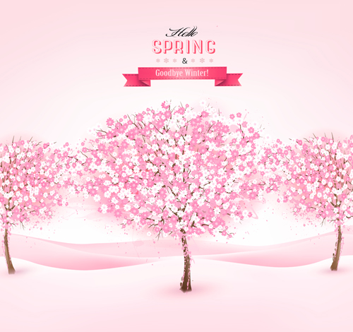 tree spring pink background 