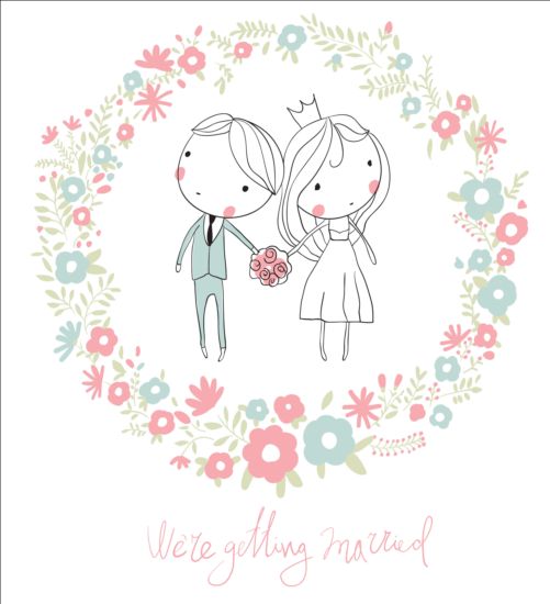 wedding hand drawn cute card 