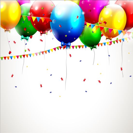 corner confetti birthday balloons background 