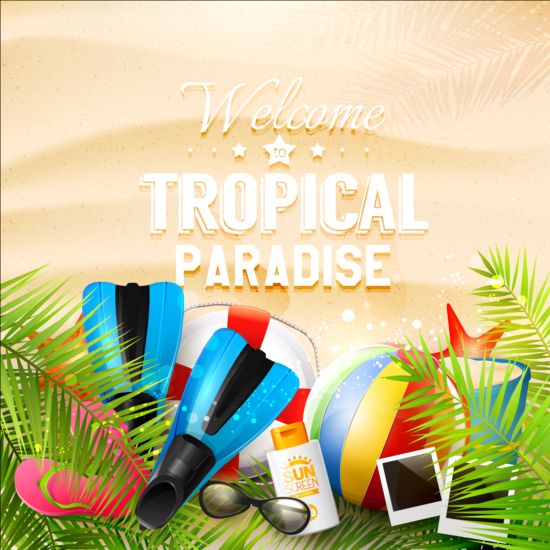 tropical paradise orange holiday background 