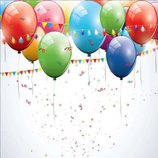corner confetti birthday balloons background 