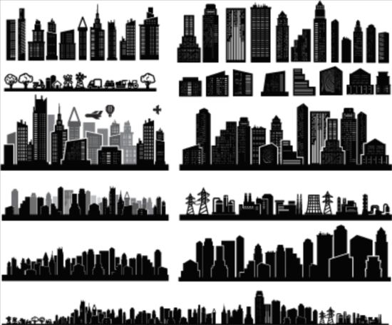 skyscrapers silhouette city 