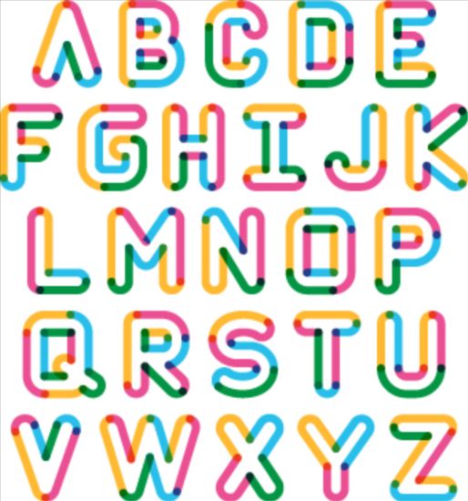 Colored outlines alphabet 