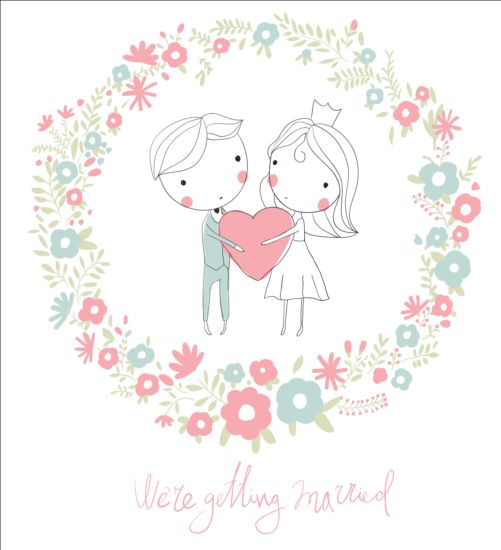 wedding hand drawn cute card 