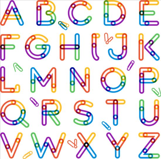 paper colored clip alphabet 