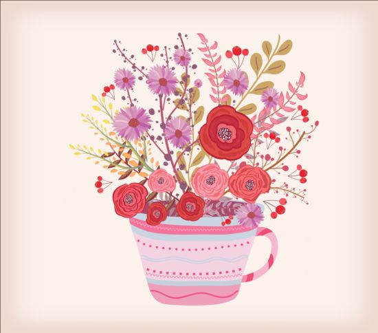 watercolor teacup flowers 