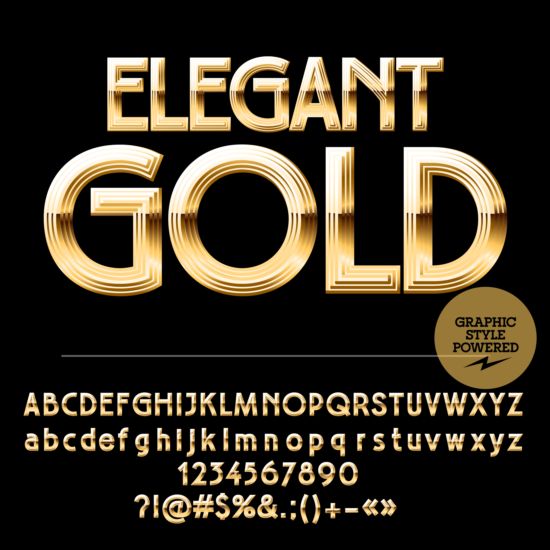shining number golden alphabets 
