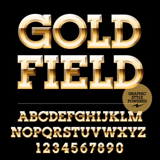 shining number golden alphabets 