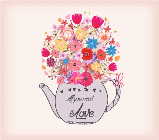watercolor tea hand flowers drawn cup 