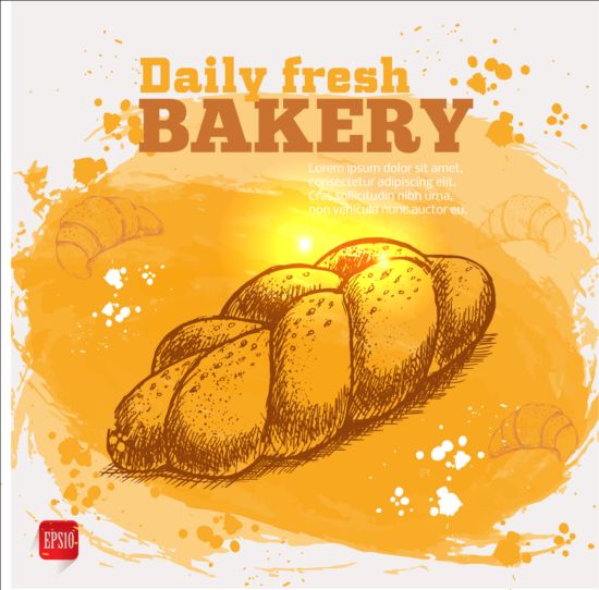 poster hand fresh drawn bread bakery 