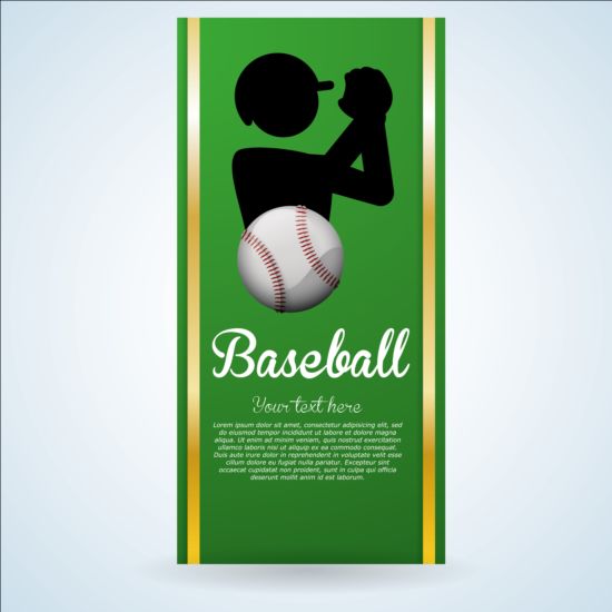 silhouette people green baseball banner 