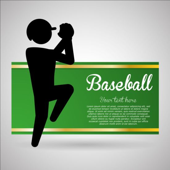 silhouette people green baseball banner 