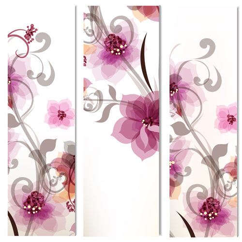 watercolor pink flowers banners 