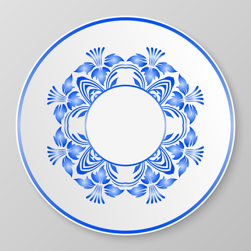 plates ornament floral blue 