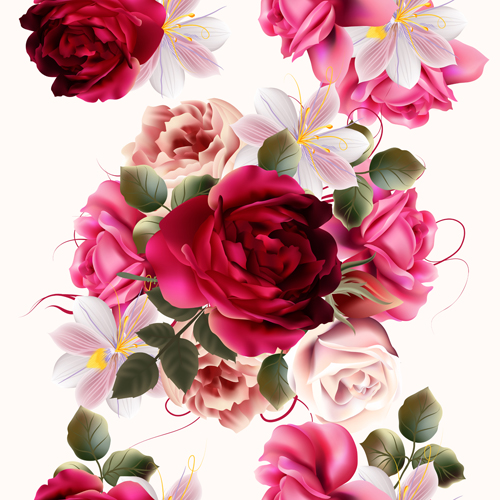seamless roses pattern huasinth flowers 