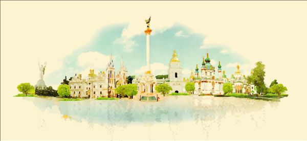 watercolor pano Kiev 