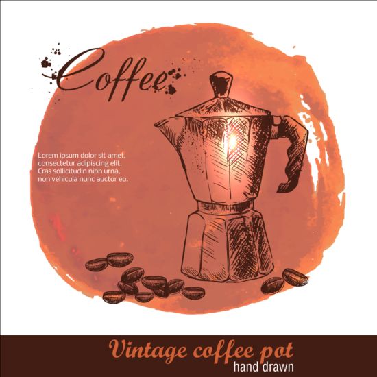vintage poster heand drawn coffee 