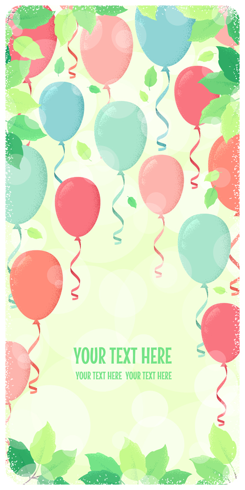 multicolored leaves green fresh balloons background 