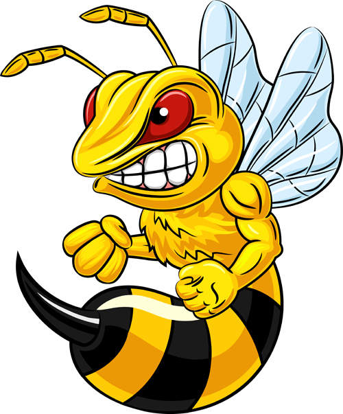 illustration cartoon bee angry 