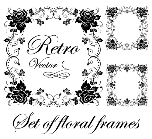 Retro font frame floral decor 