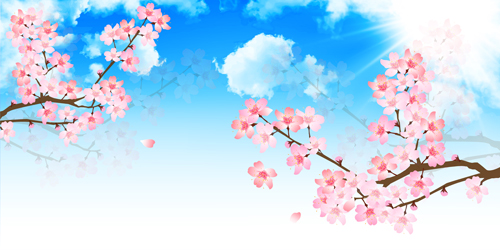sky sakura blue background 