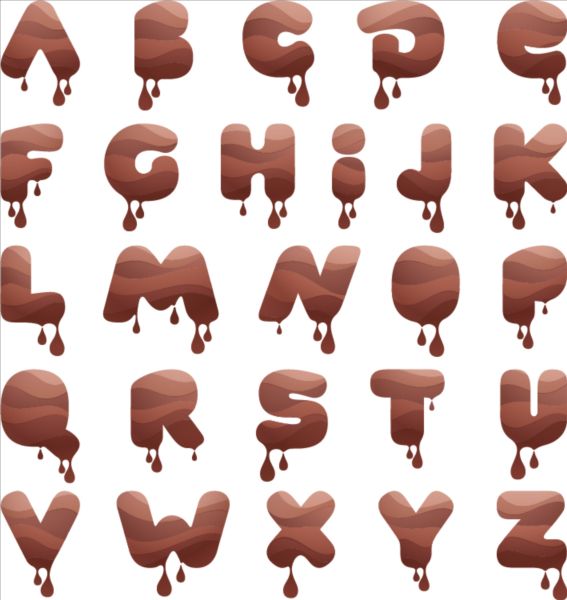 drip chocolate alphabet 