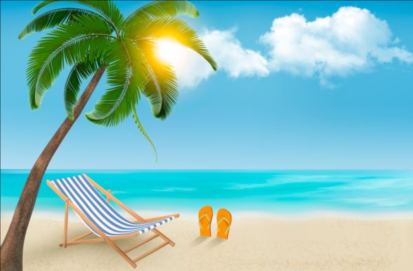 tree travel palms chair beach background 