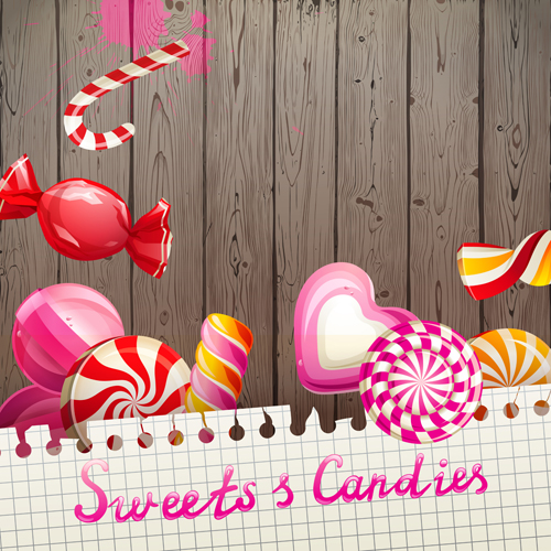 wooden sweets candies background 