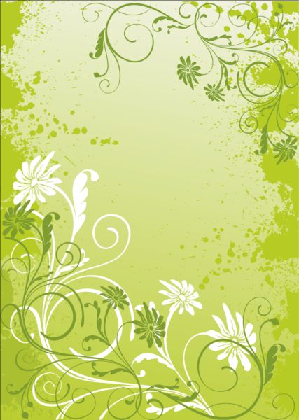 grunge green floral decor background 