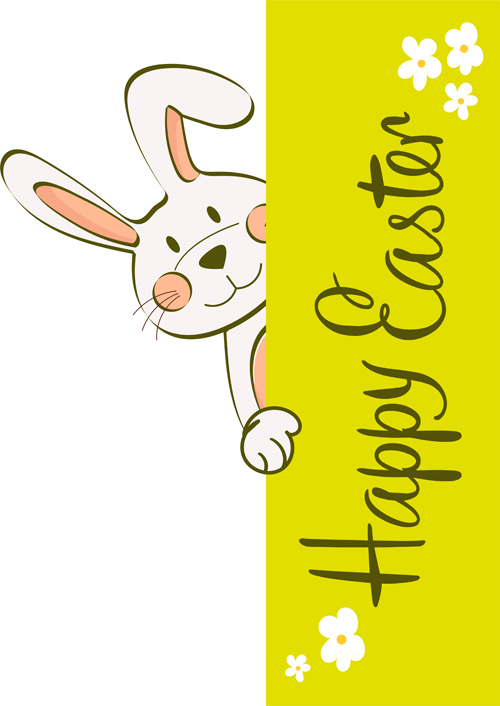 rabbit happy hand easter drawn card 