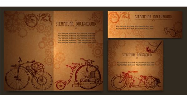 steampunk Retro font cards 