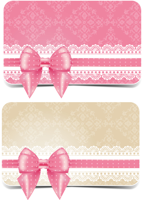 pink lace card business bow 