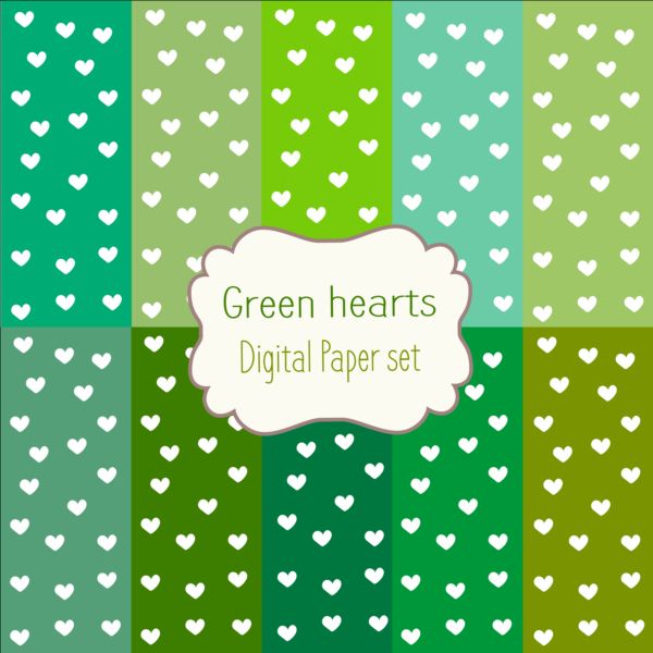paper heart green background 