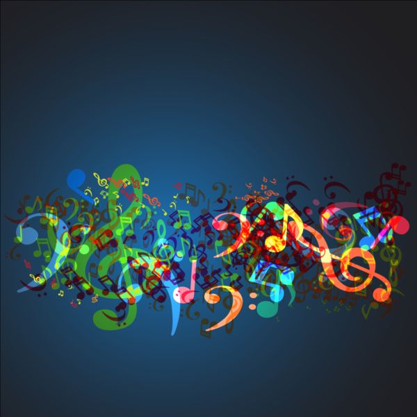 notes music colored blue background 