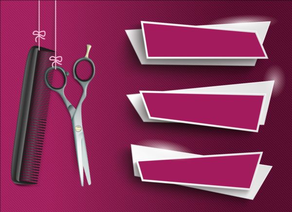 scissors purple comb banners abstract 