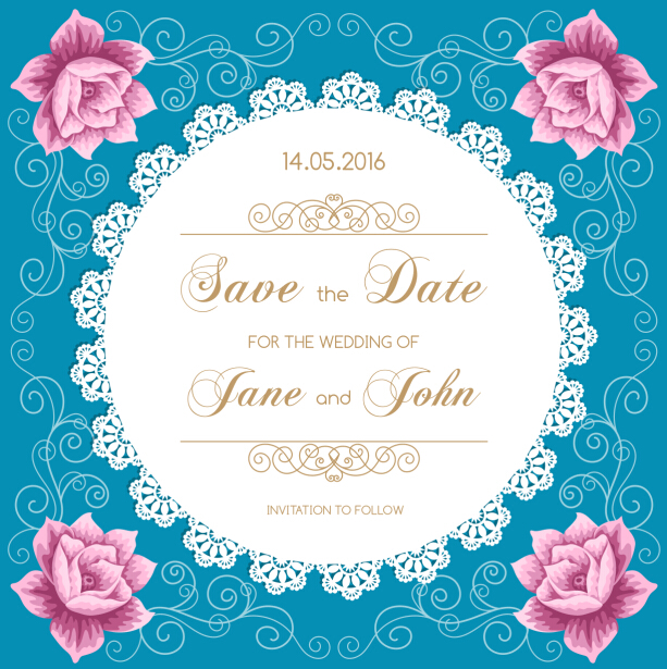 wedding lace invitation flower card 