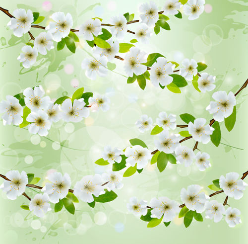 white spring gree flower background 