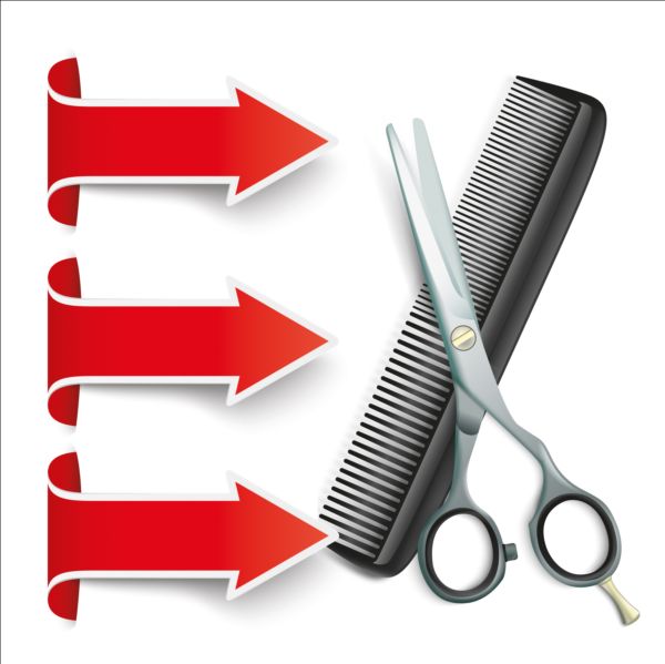 scissors comb arrow 