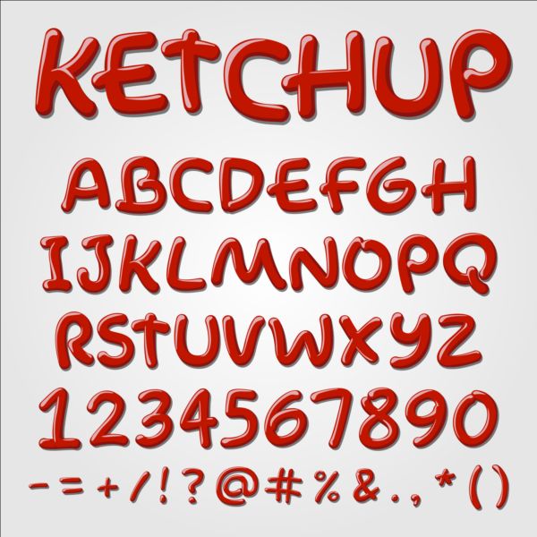 sign numbers ketchup alphabet 