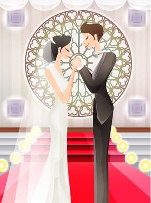 sweet marriage red carpet vector South Korean material marriage life couples 
