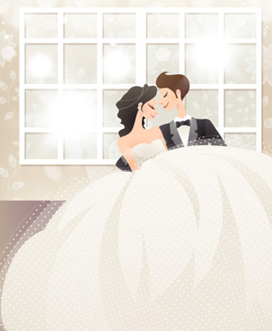 sweet marriage vector windows South Korean material men and women marriage life couples 