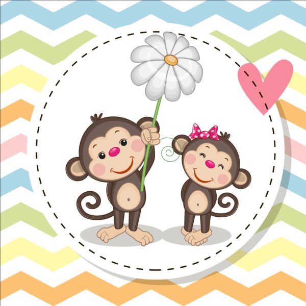 lovely cartoon animal baby cards 