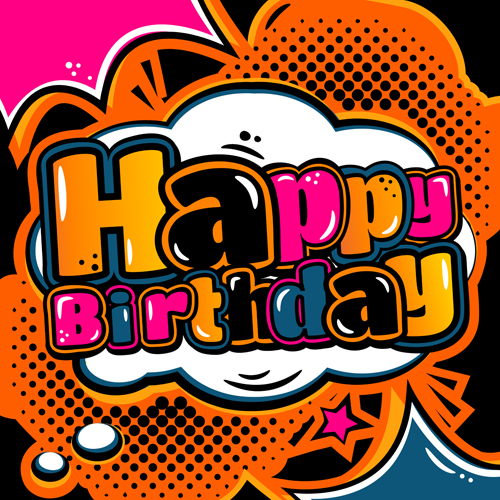 styles happy design cartoon birthday 