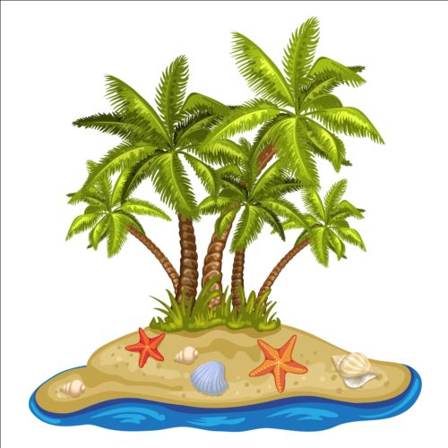 tree palm islands illustration 