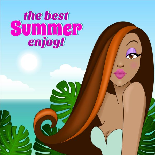 summer Long-haired girl background 