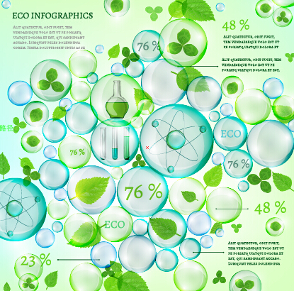 leaves infographics eco bubble 